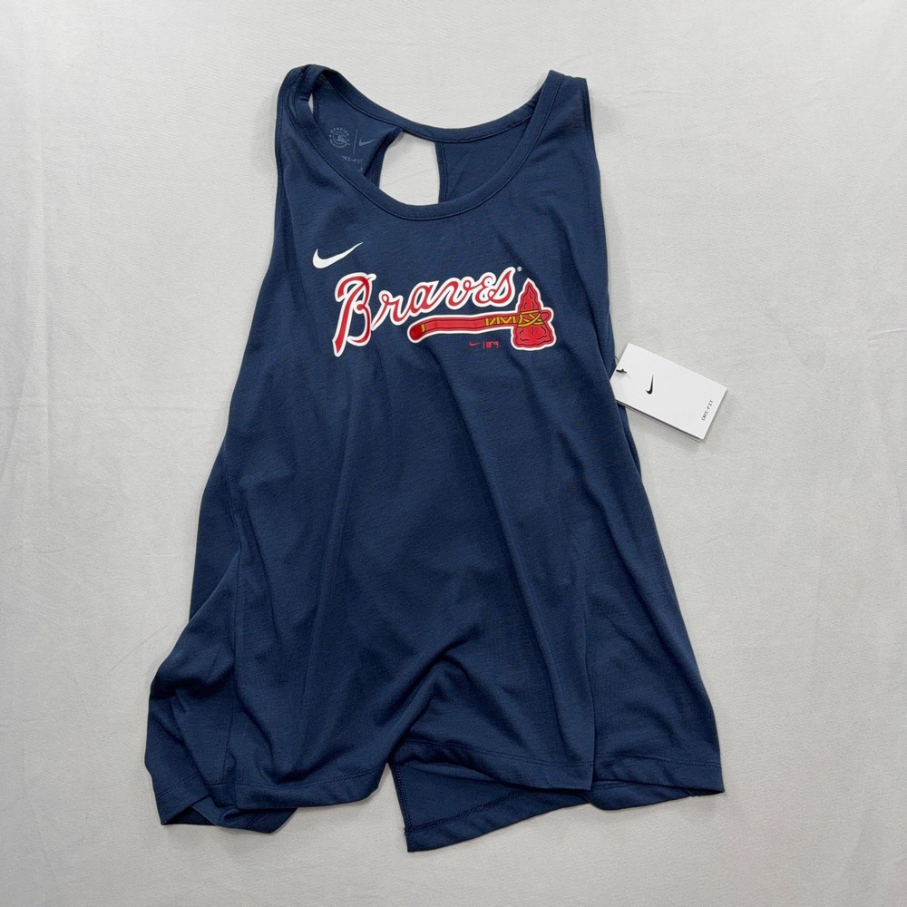 Nike Tank Top Atlanta Braves Dri-FIT Keyhole Back Navy Blue Womens Medium NWT